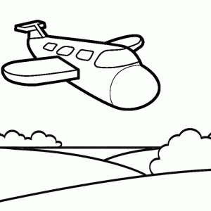 Airplane Flying Over the Park Coloring Page