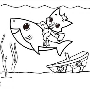 Baby Shark Underwater Coloring Page