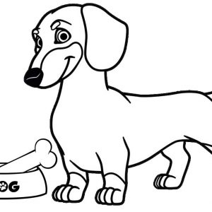 Dog ready to eat chicken bone coloring page