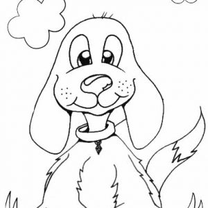 Fun little dog cartoon sitting coloring page