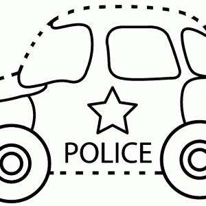 Police Car Cartoon Connect The Dots for Kids
