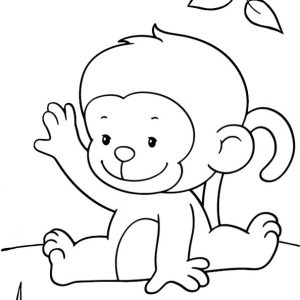 Baby Monkey Sitting Coloring Page
