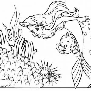 Best Ariel The Little Mermaid and Flounder Coloring Page