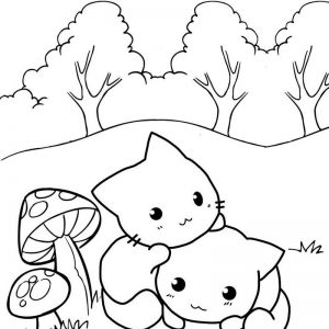 Best Cat Kiwi Coloring Page