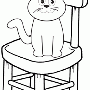 Cute Cat Sitting in the Chair Coloring Page