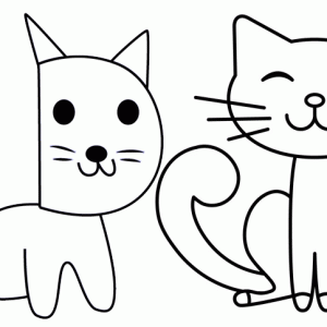 Cute Cats Cartoon Coloring Page