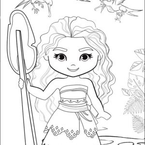 Cute Chibi Princess Moana Coloring Page