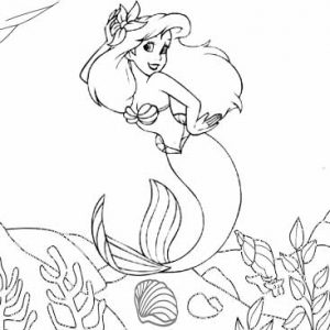 Funny Little Mermaid Coloring Page for Girls