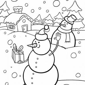 Funny Snowman Coloring Page for a Gift