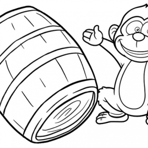 Happy Monkey Coloring Page for Kids