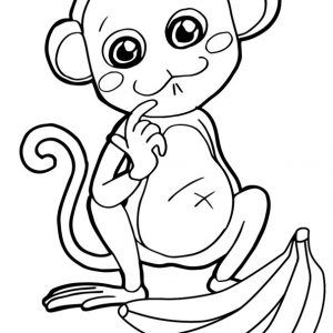 Monkey and Banana Coloring Page