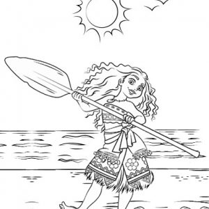 Princess Moana on a Voyage Coloring Page