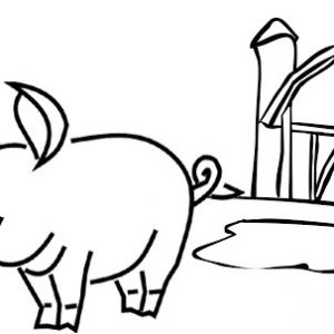 Simple Pig and His House Coloring Page