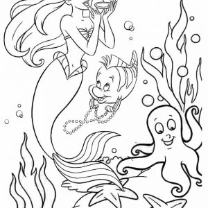 The Little Mermaid Putting on Makeup Coloring Page