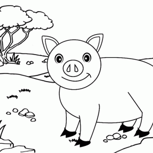 Wild Daddy Pig Cartoon Coloring Page