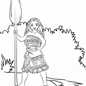 Young Heroine Moana Coloring Page