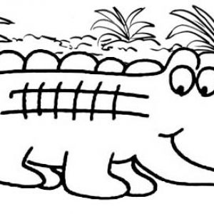 Cute Crocodile Cartoon Coloring Page