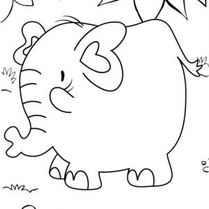 Cute Fat Elephant Cartoon Coloring Page