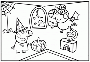 Peppa Pig Halloween Day Coloring Page