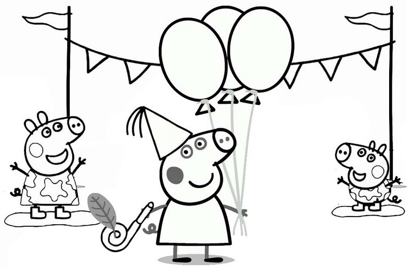 Peppa Pig Happy Birthday Coloring Page Mitraland