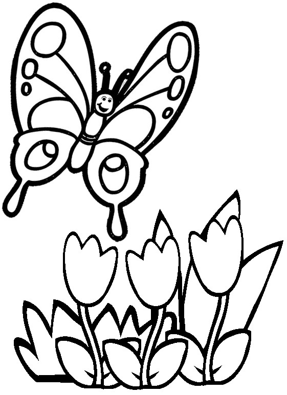 Simple Butterfly and Flower Coloring Page from Sanaz ...