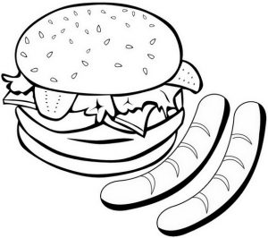 Hamburger Coloring Page of Food