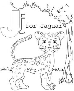 J for Jaguar Coloring Page