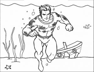 aquaman underwater hero coloring page