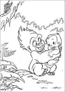 Baby Cute Disney friends Tarzan Monkey Coloring Page