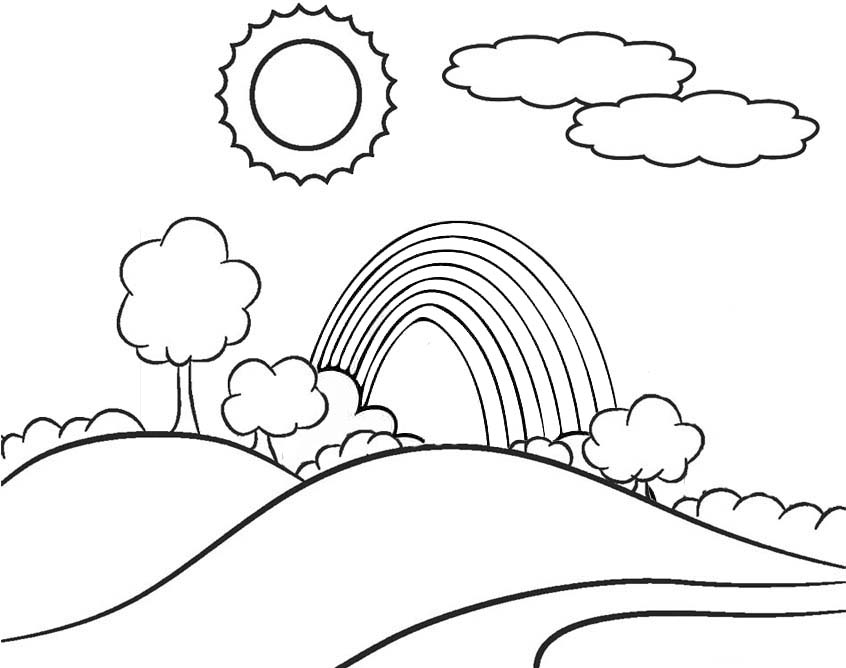 hills rainbow coloring page  mitraland