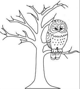 sad owl bird coloring page
