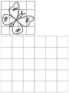 grid drawing of butterfly